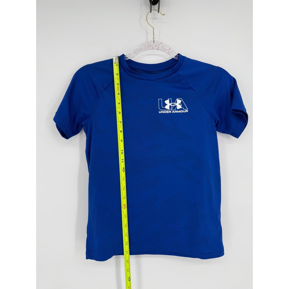 Kids Under Armour Royal Blue Logo T Shirt Short Sleeve Athletic‎ Sz M YMD - Picture 2 of 9